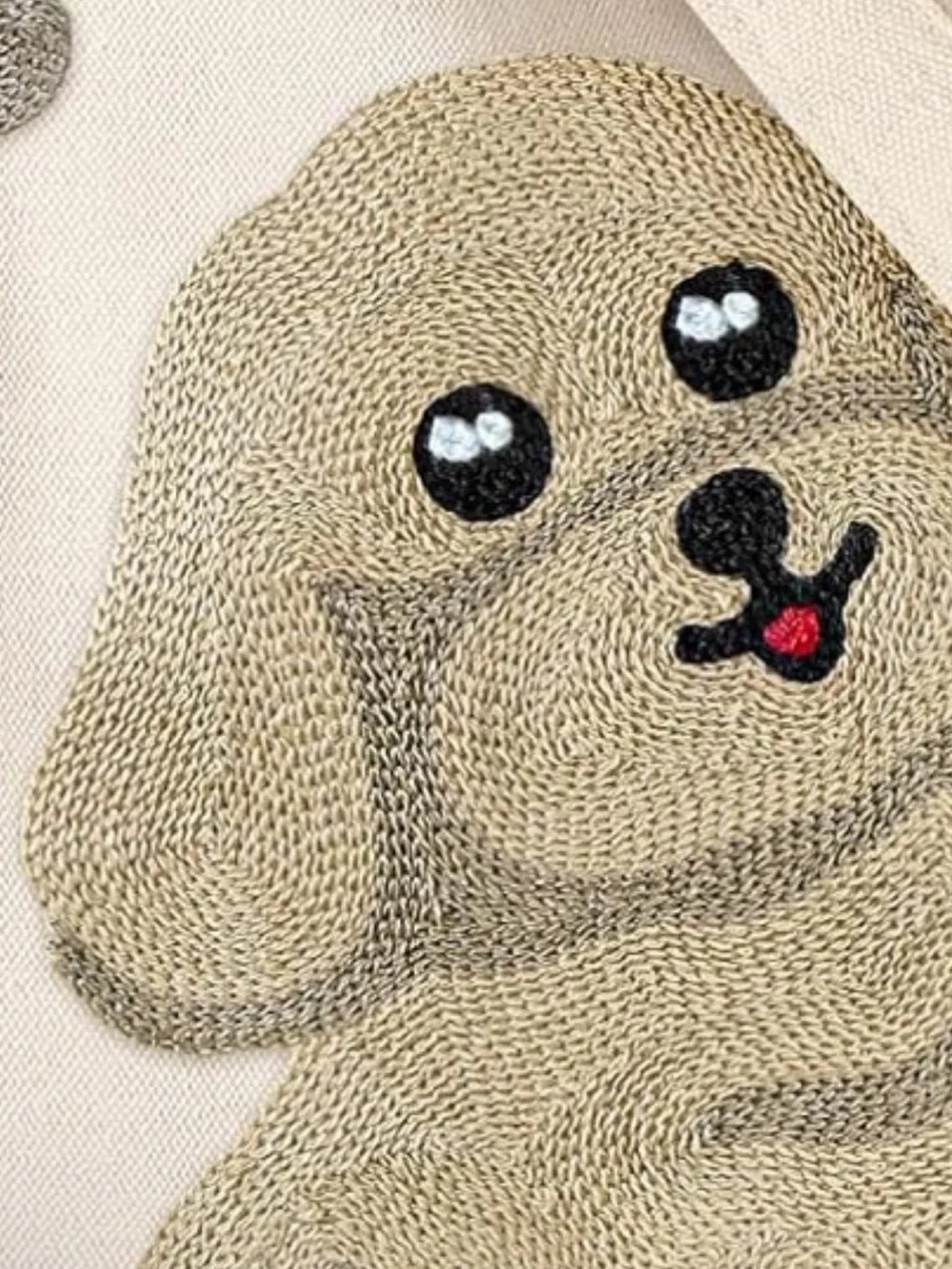 Dog  canvas cotton Hand embroidered tote NIP animal tote
